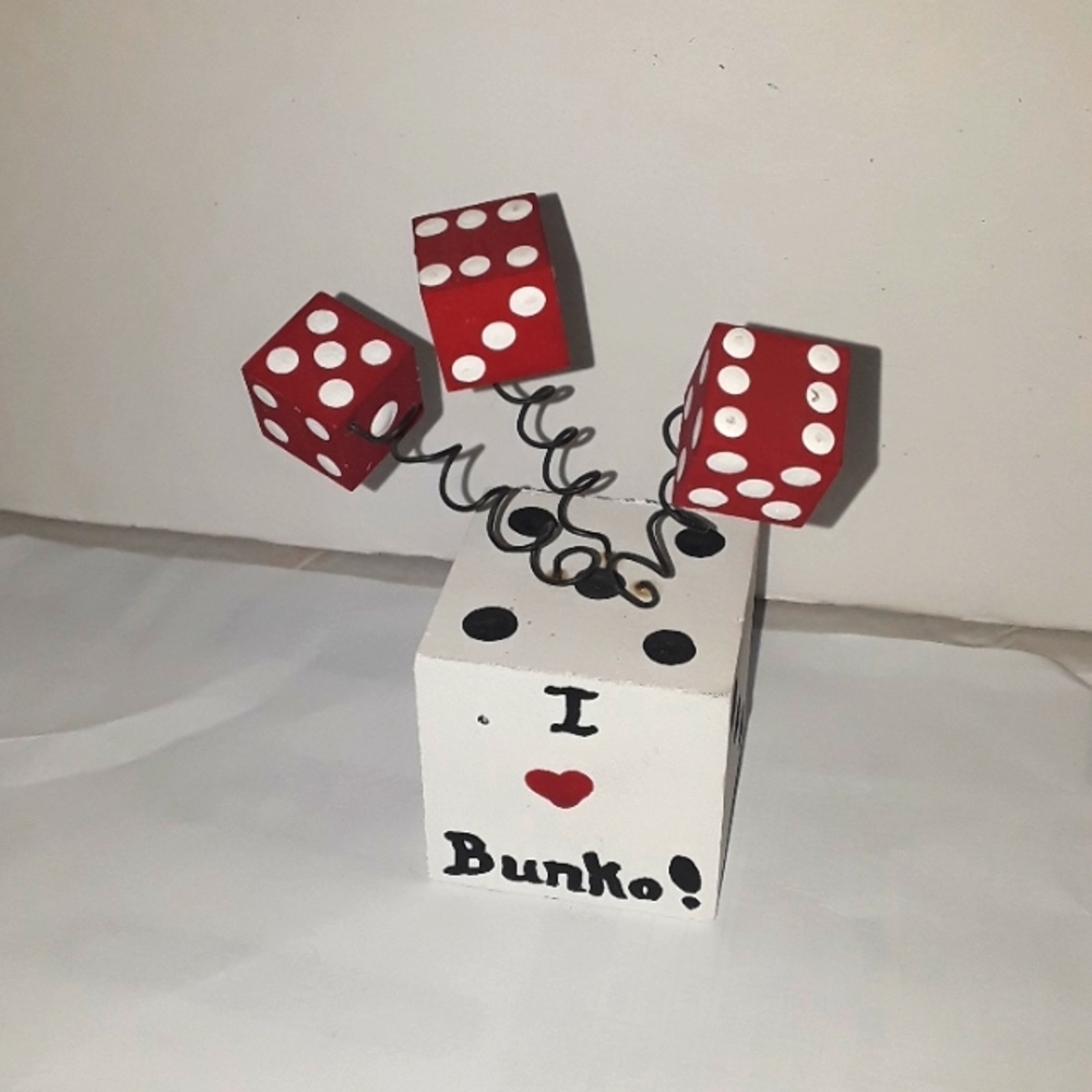 c UNIQUE I LOVE ❤ BUNKO GAME OF DICE SQUARE PAPERWEIGHT